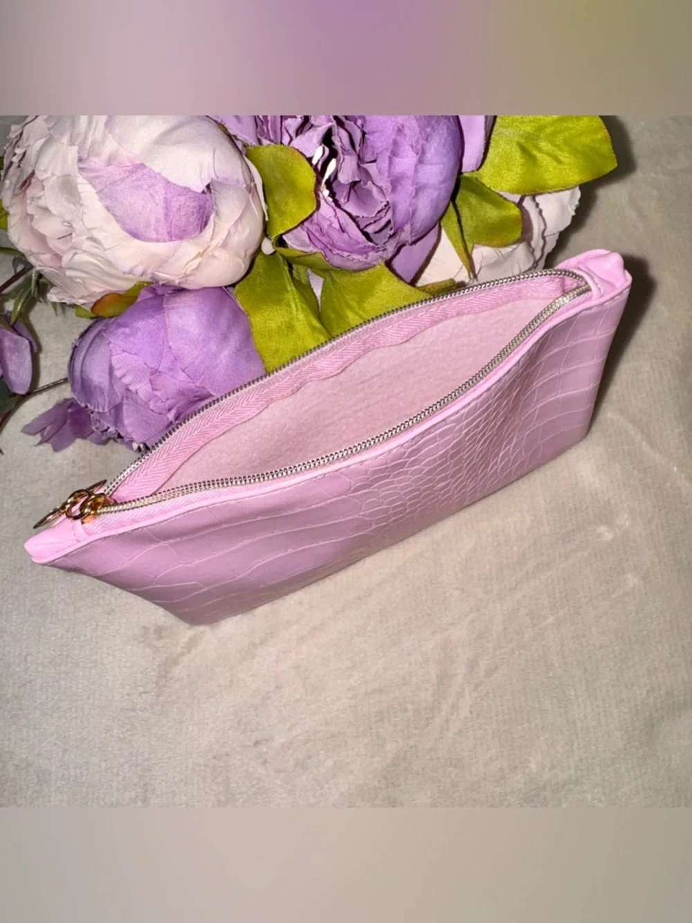 3 for $16 - NEW Ipsy Pink Crocodile Embossed Cosmetic Bag